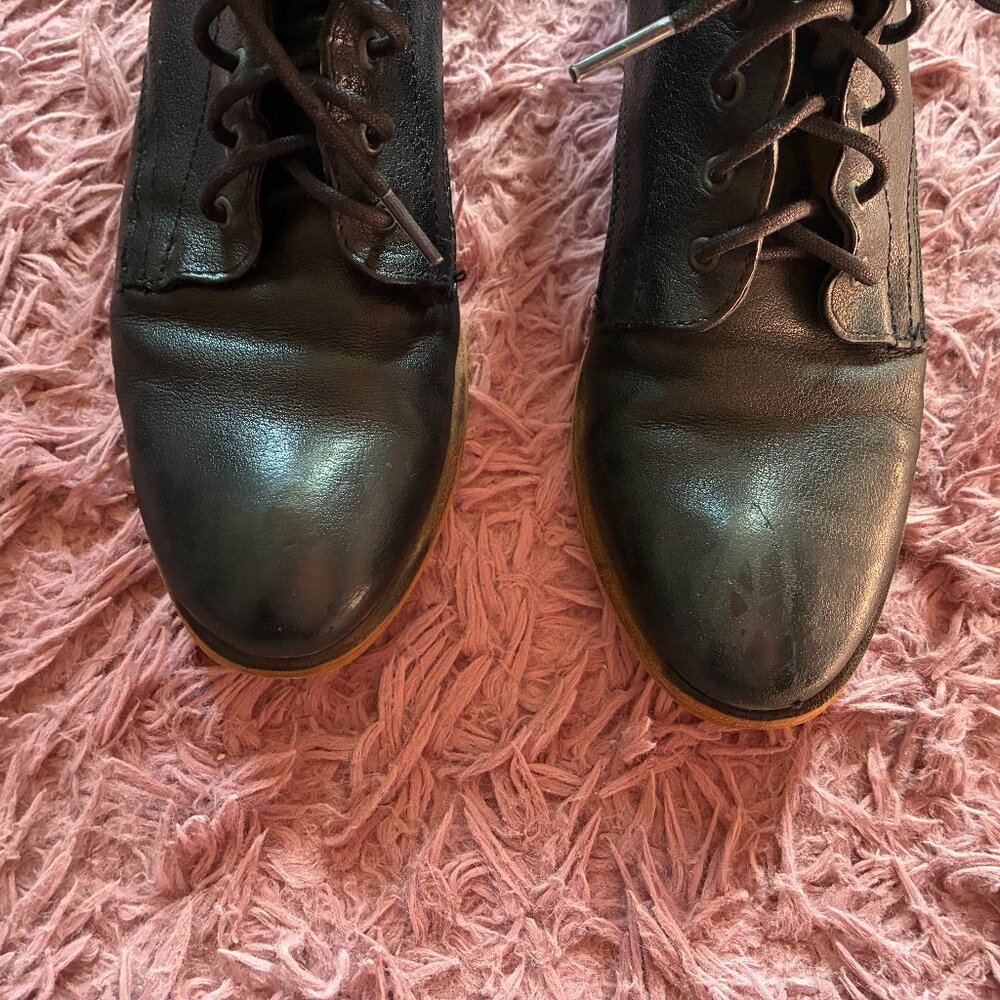 ❗️SOLD❗️Frye Carson Shortie Black Leather Lace-Up Ankle Oxford Booties Size 8 - Picture 4 of 7